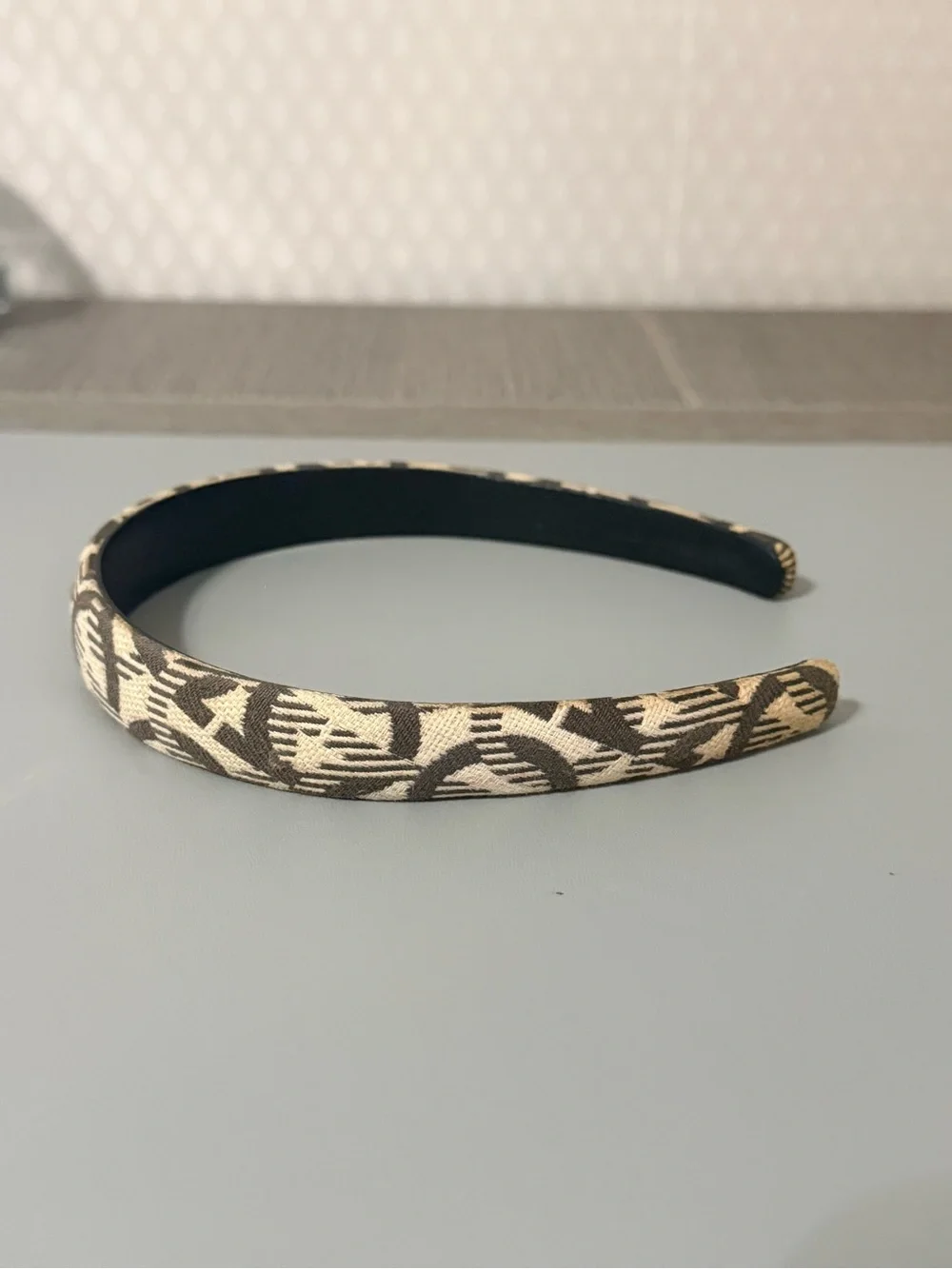 Salvatore Ferragamo Gancini Monogram  Headband Brown Beige $225 read description